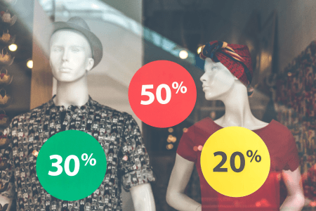 Mannequins with discount stickers
