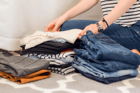 Woman organizing clothes